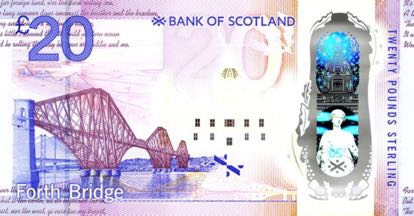 Bank of Scotland twenty pound note reverse side with Forth bridge